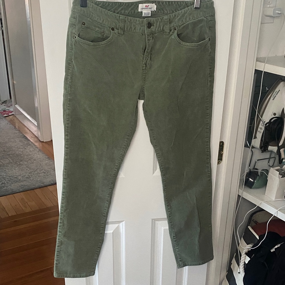 Vineyard Vines Green Corduroy Tapered Ankle Pants